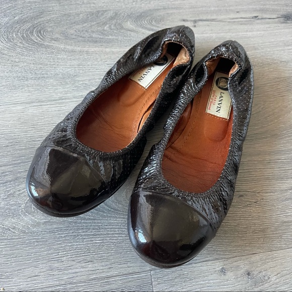 Lanvin Perforated Cal Toe Ballet Flats - Picture 1 of 5